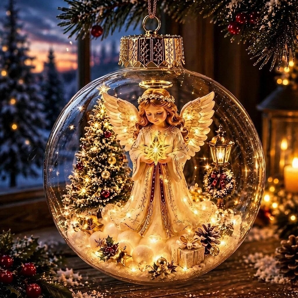 MiniSceneLux - LED-Weihnachtsornament mit Miniatur-Ferienszene