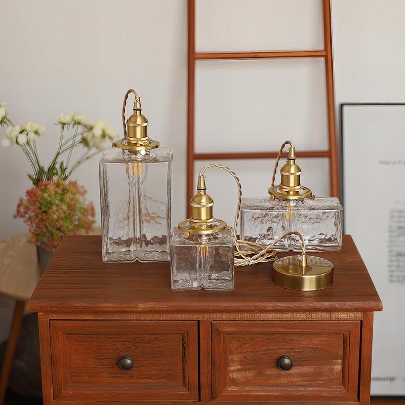 Fatima - Retro-Glaspendelleuchte mit Goldkabel