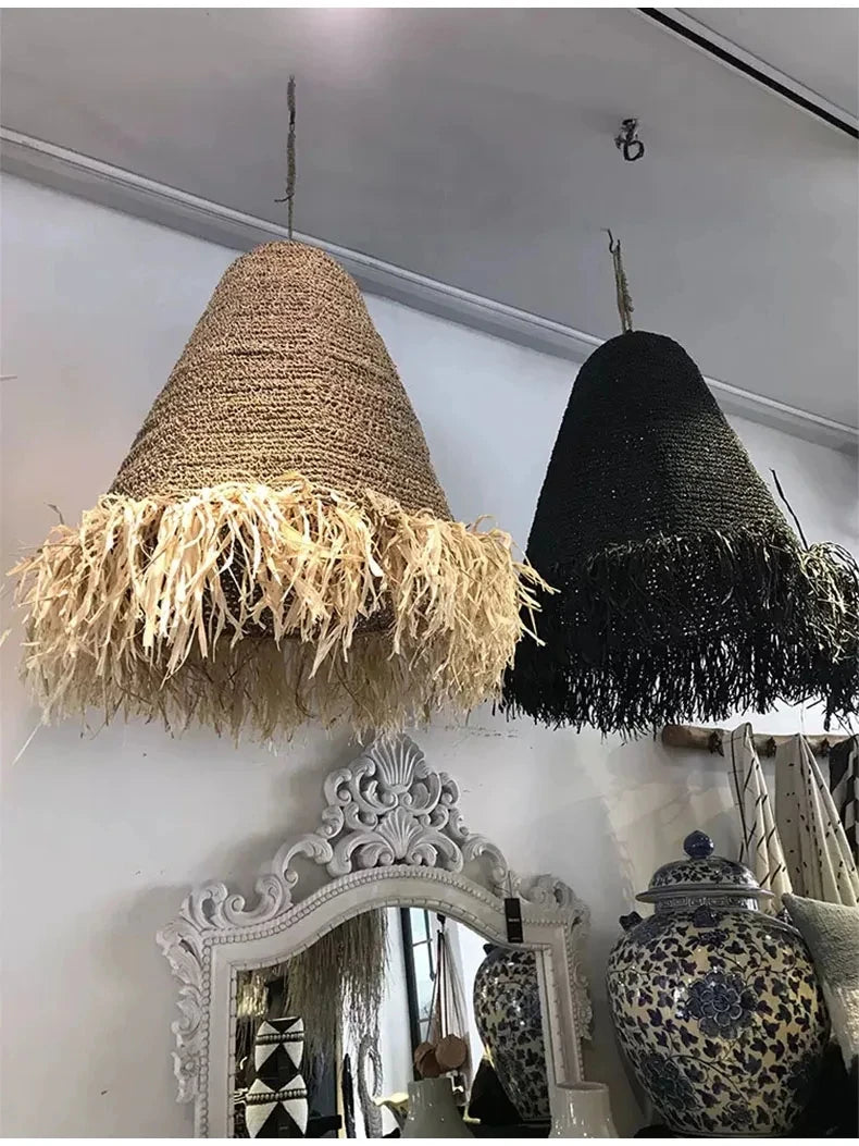 Handgewebte - Rattan Pendelleuchte natur