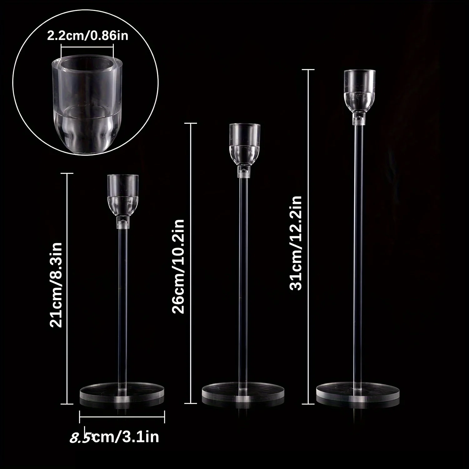 Dekolux - Acryl-Kerzenhalter-Set, 3-teilig