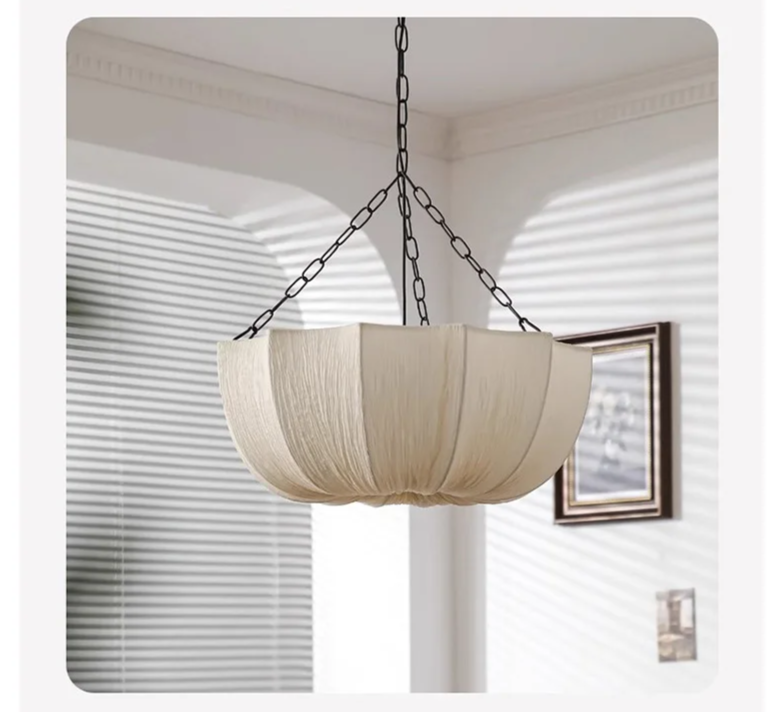 Lucero - Wabi-Sabi Stoff-Pendelleuchte in Beige mit 3 LEDs