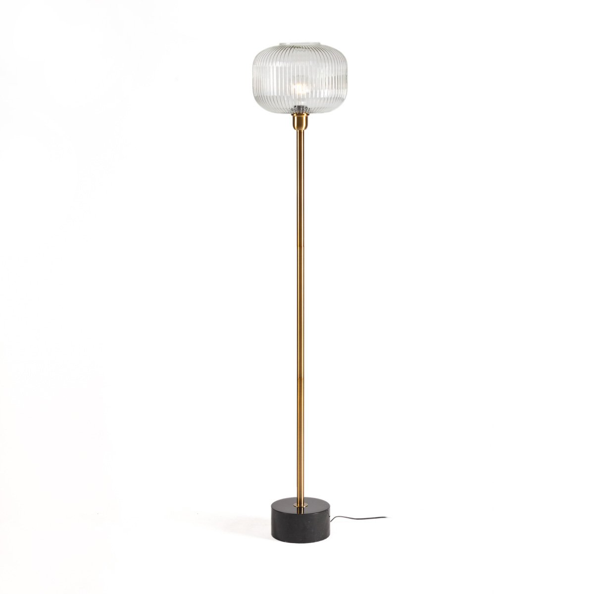 Alexandra - Thai - Goldene Stehlampe mit schwarzem Marmor