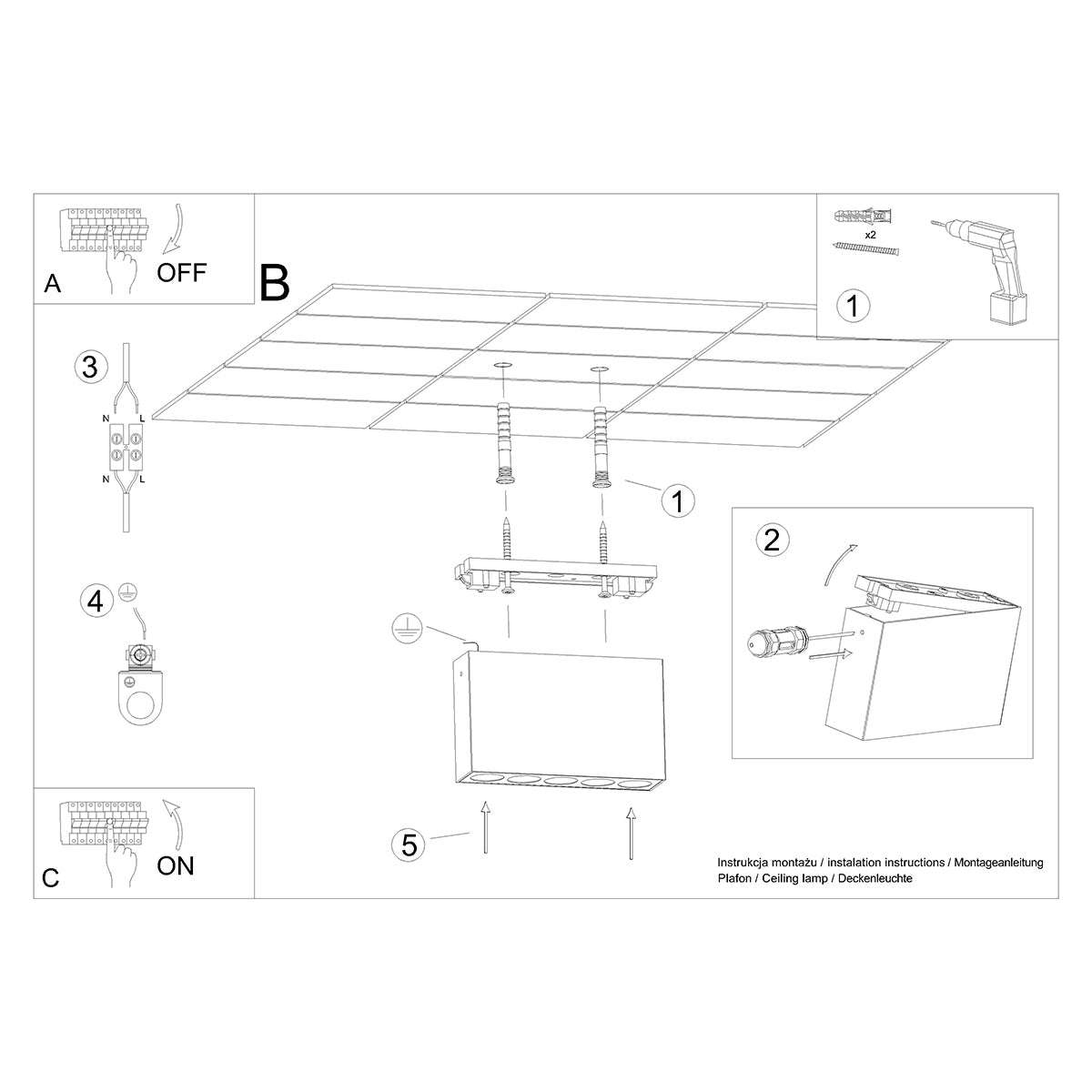 Aurela - LED-Deckenleuchte, schwarz, 1168 lm