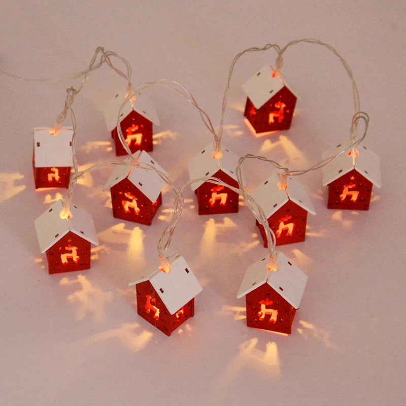 Weihnachtsdorf-Lichterkette - Holz, 2–3 m