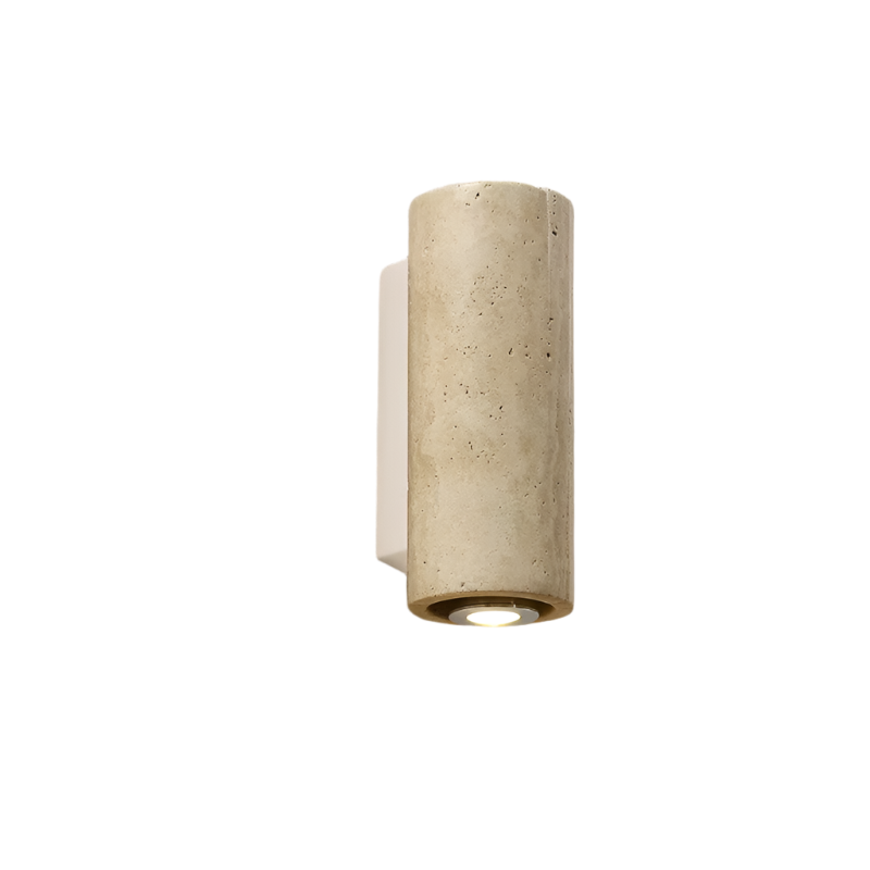 Murano - Wandleuchte aus Naturstein mit Holzrückwand