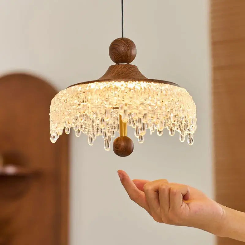 WalnoDrop - Pendelleuchte in Walnussfarbe mit 3