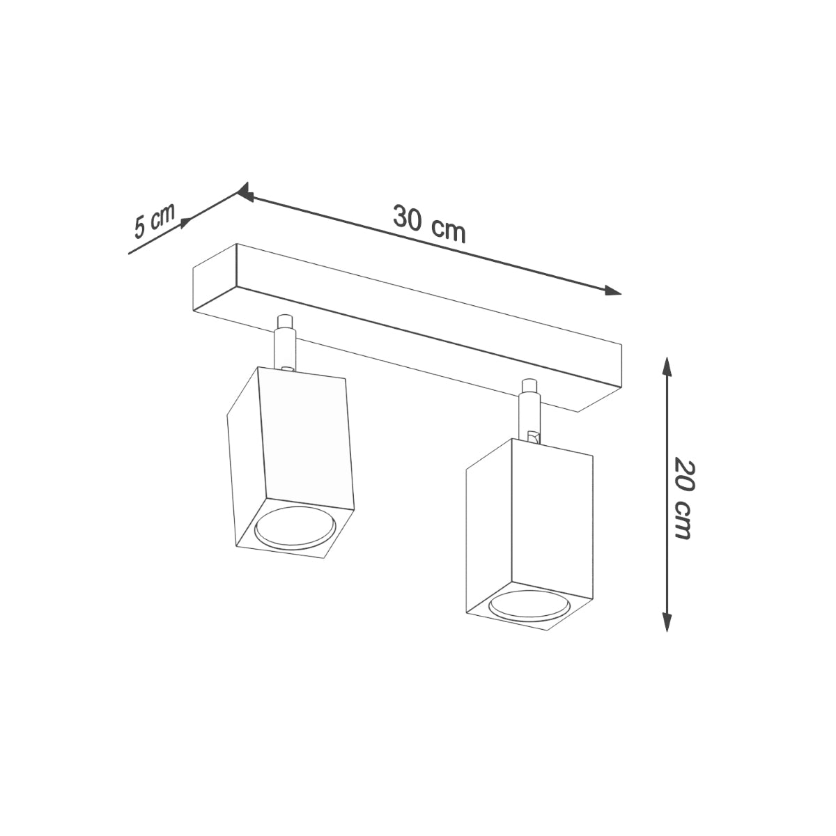 Plafona - Eichenholz-Deckenleuchte mit 2 Leuchten, 30 cm,