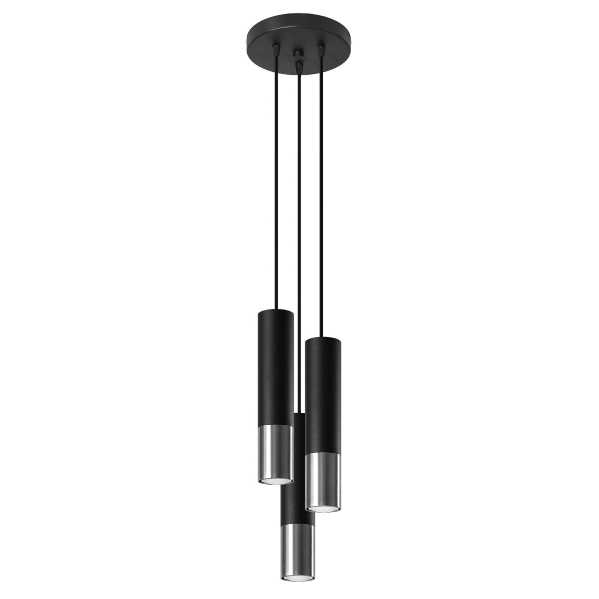 Rondea - 3-flammige Pendelleuchte, schwarz/chrom