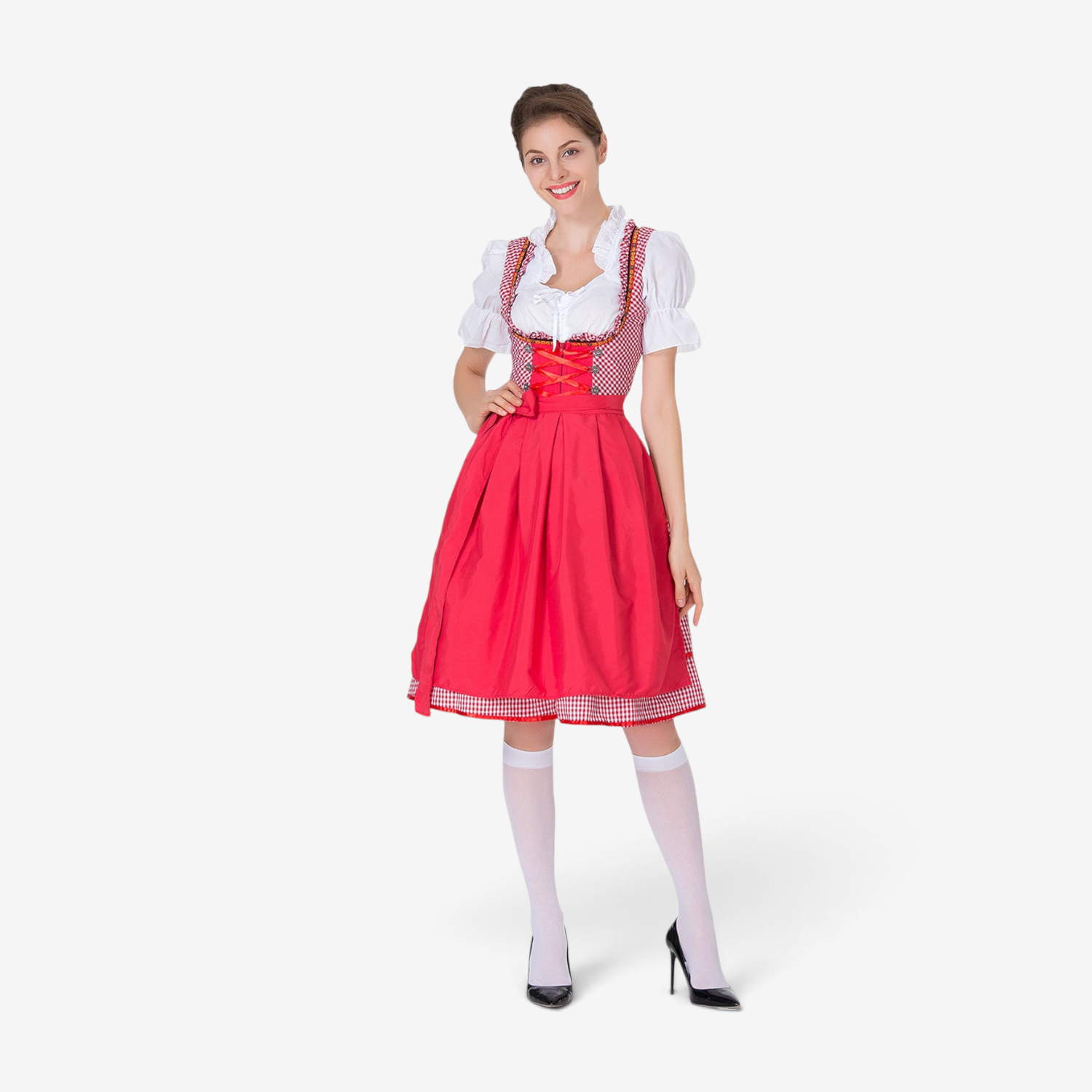 Damen Dirndlkleid mit Geraffter Schürze