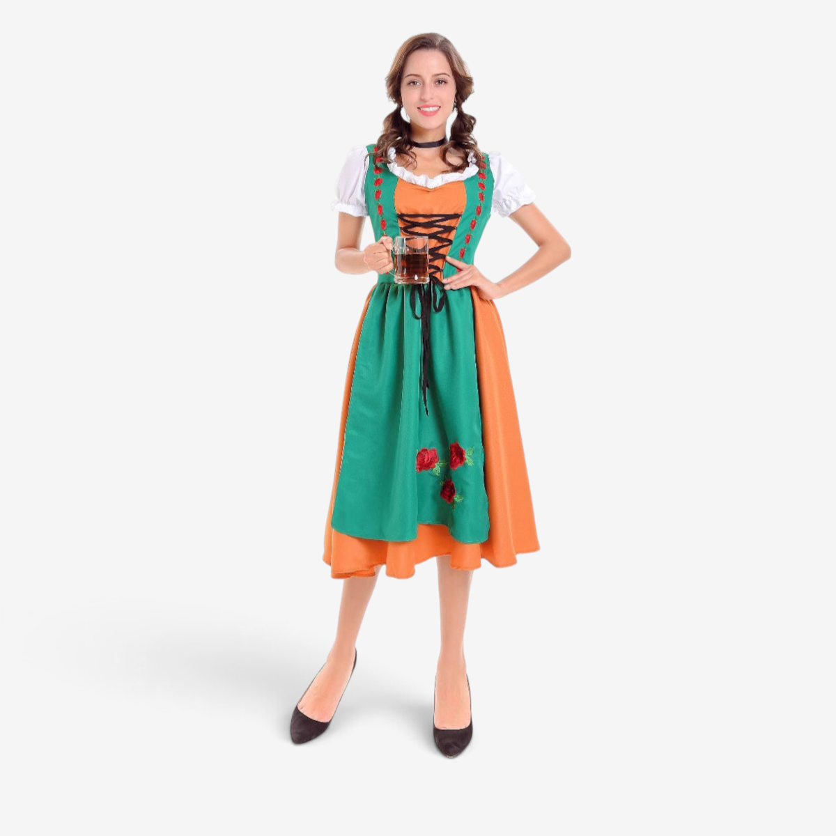 Damen Dirndlkleid mit Schürze und Mieder