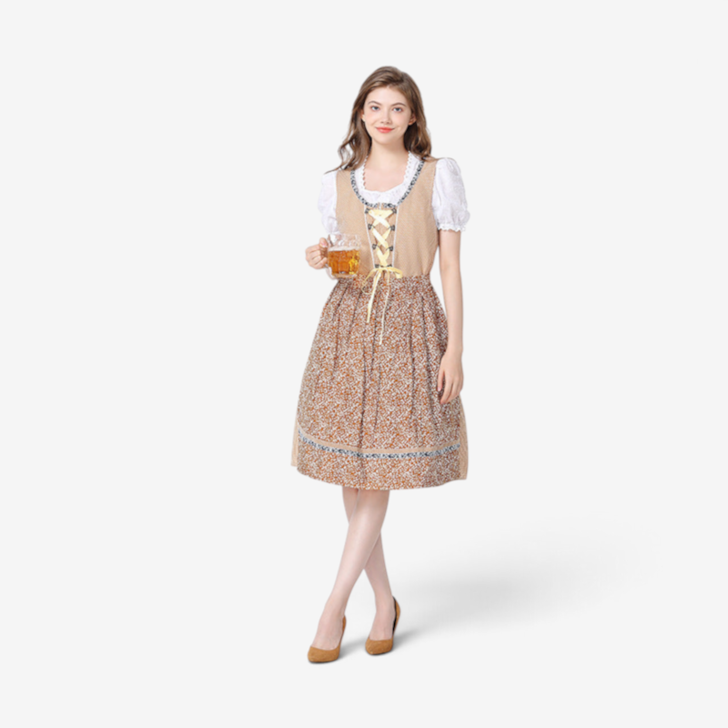 Damen Dirndlkleid mit Spitzenbluse und Schürze