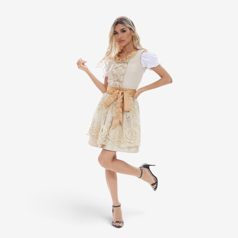 Damen Mini-Dirndl mit Spitzenrock und Schnürung