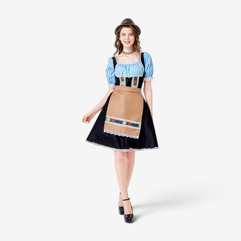 Damen Oktoberfest Dirndl mit Bestickter Schürze