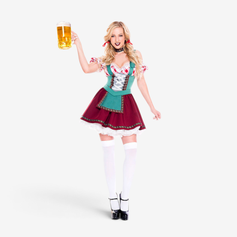 Damen Oktoberfest-Kostüm mit Puffärmeln und Schürze