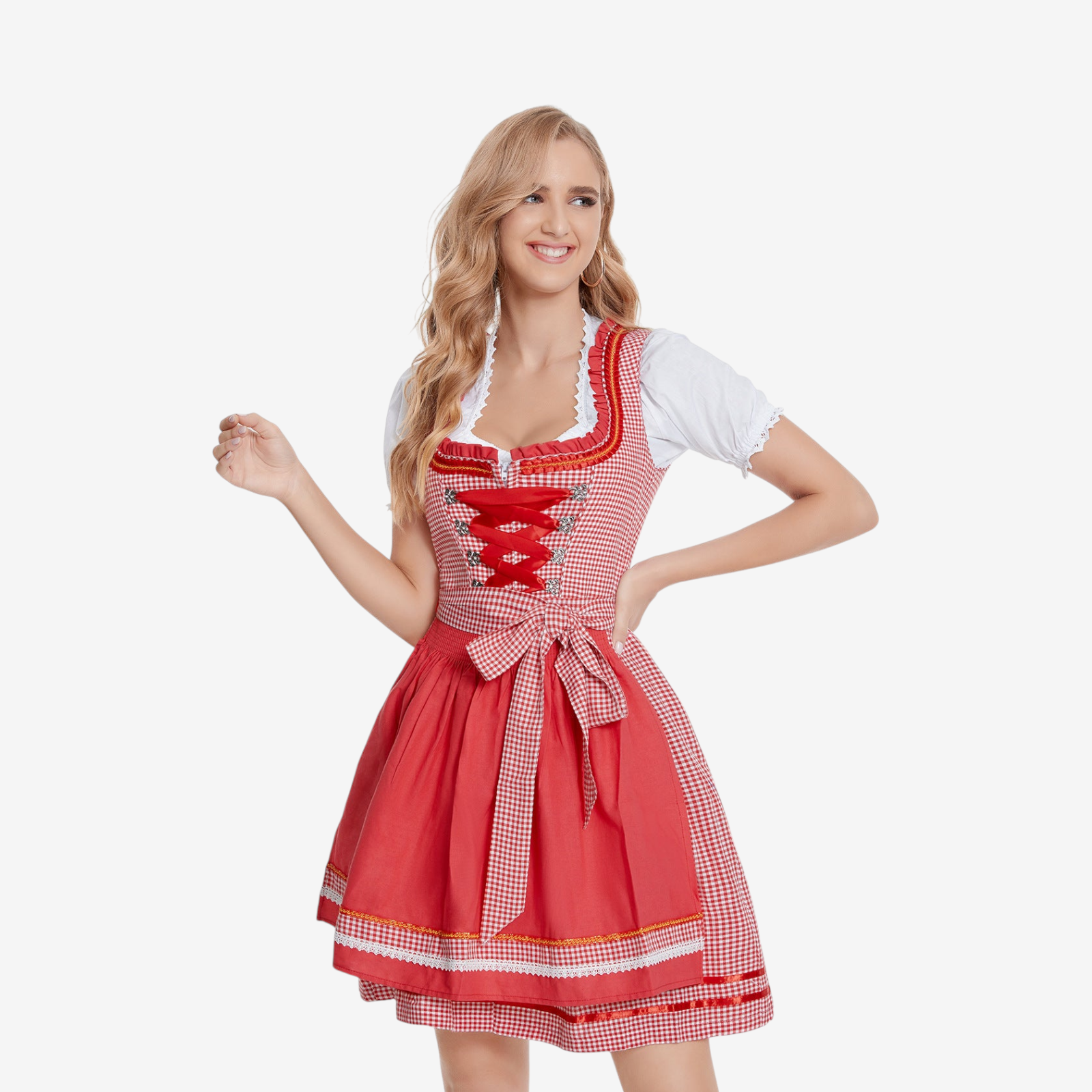 Damen Trachten-Dirndl mit Schnürung und Herzstickerei