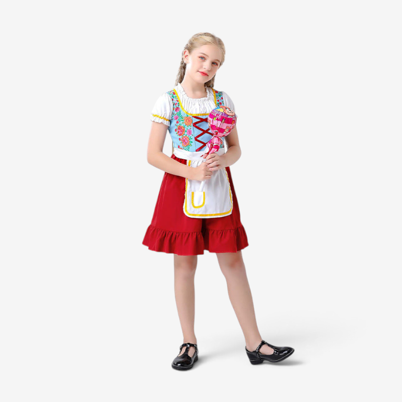 Damen Trachten-Kostümkleid mit Rüschen und Schürze