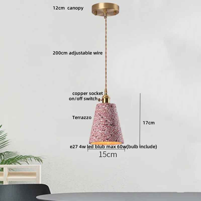 Zenita - Terrazzo-Pendelleuchte mit Kupferfassung