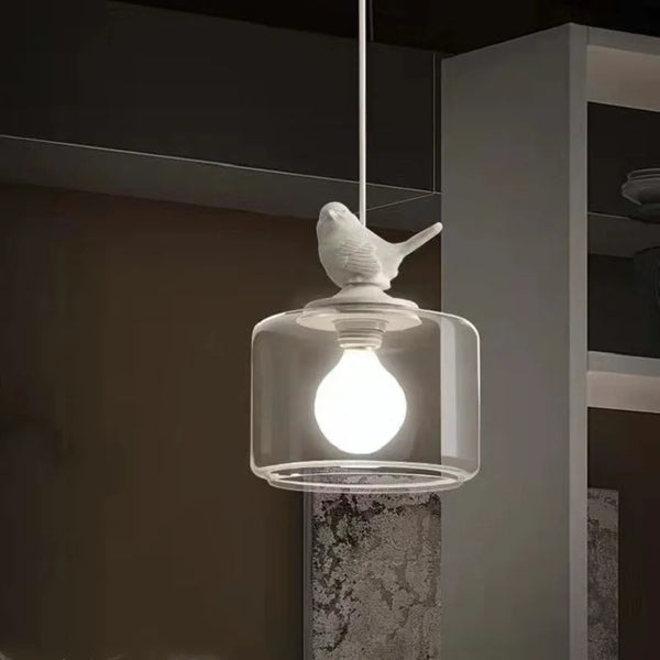 Solara - Vogel-Pendelleuchte aus Glas und Stein