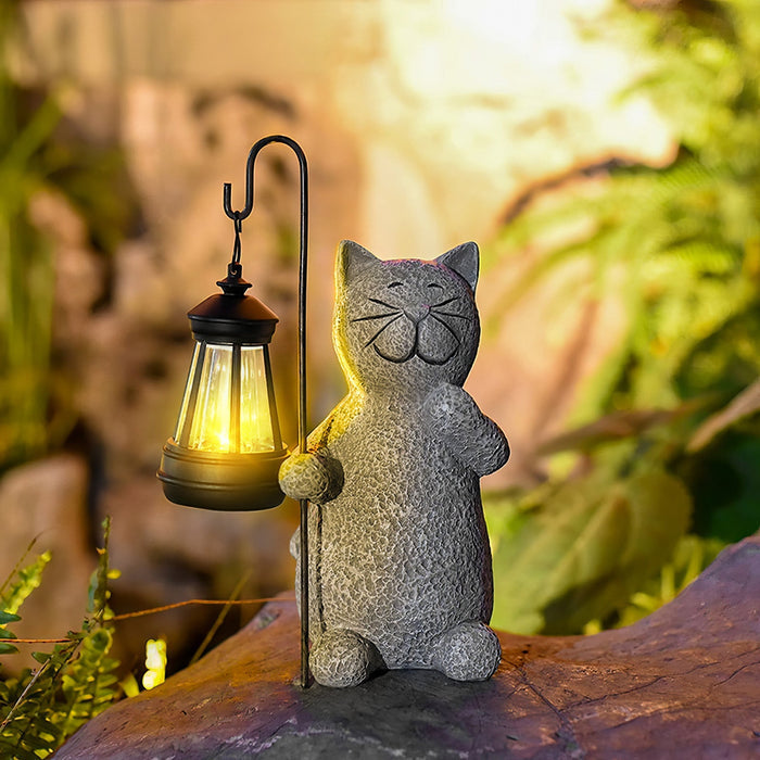 Katzen - Solar Katzen Gartenlampe Gold