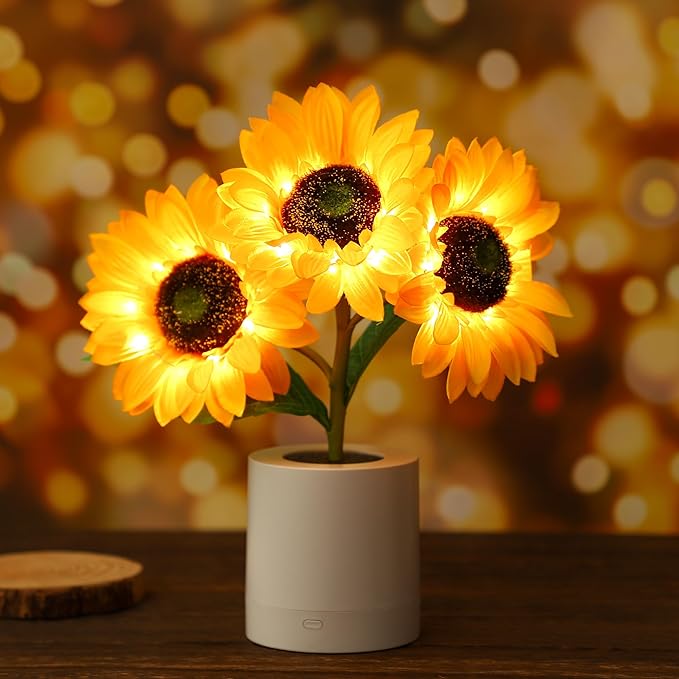 Sonnenblumenförmige - LED-Tischleuchte mit warmem Licht