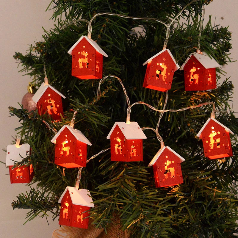 Weihnachtsdorf-Lichterkette - Holz, 2–3 m