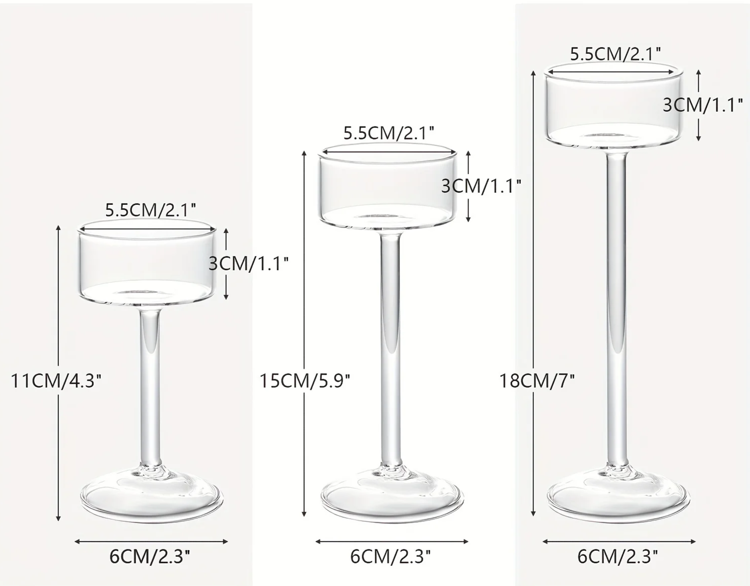 Stylo - Glaskerzenhalter-Set, 3-teilig