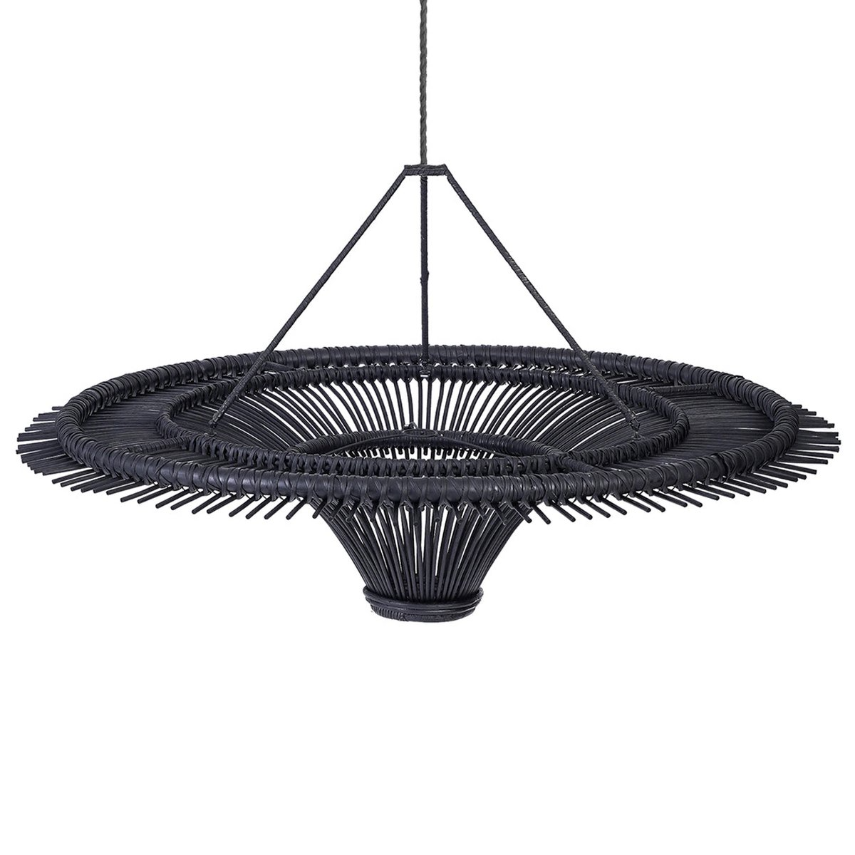 Rondea - Rattan-Pendel-/Deckenleuchte XXL 150 cm Schwarz