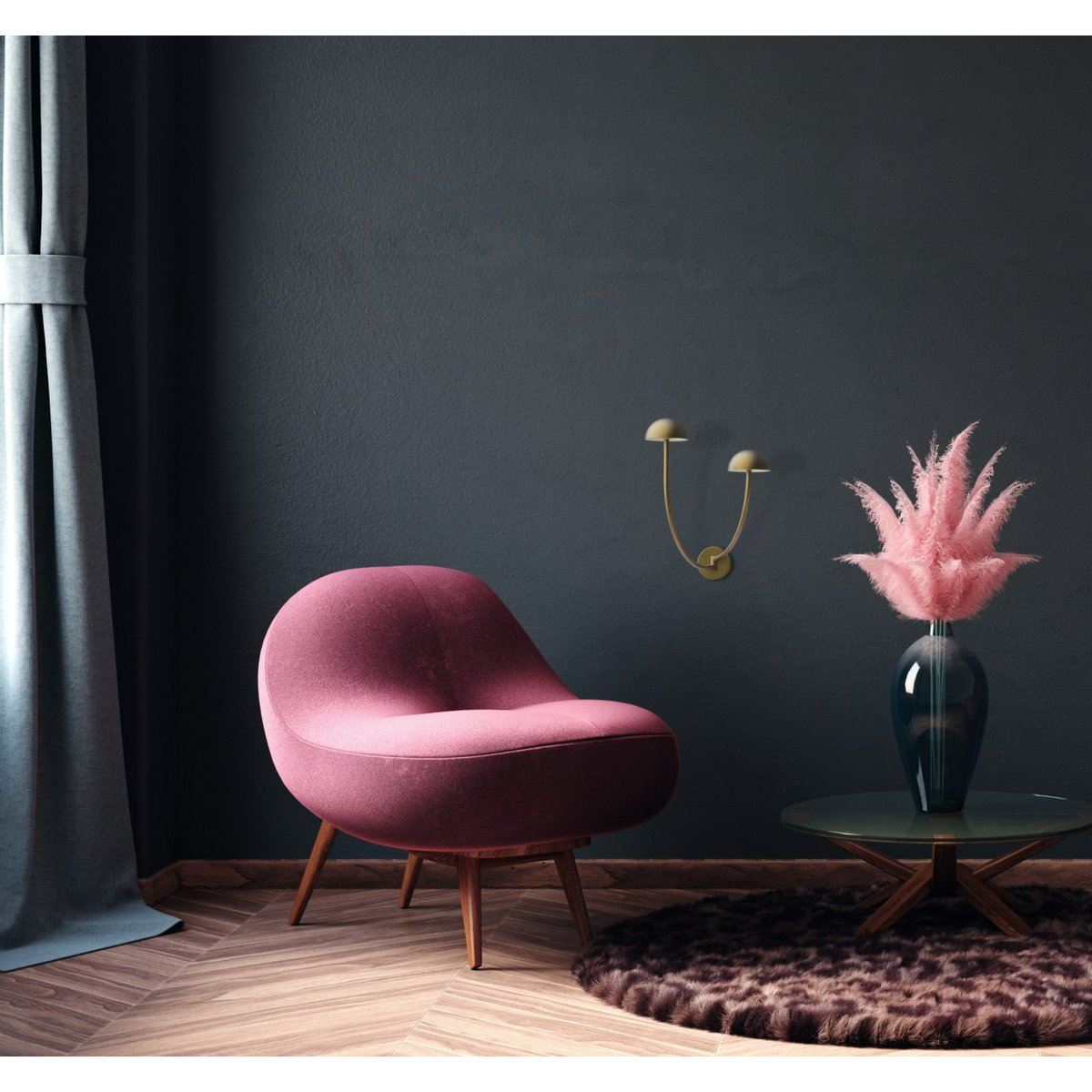 Luxcambra - Pilzförmige Wandleuchte, Schwarz RAL 9005