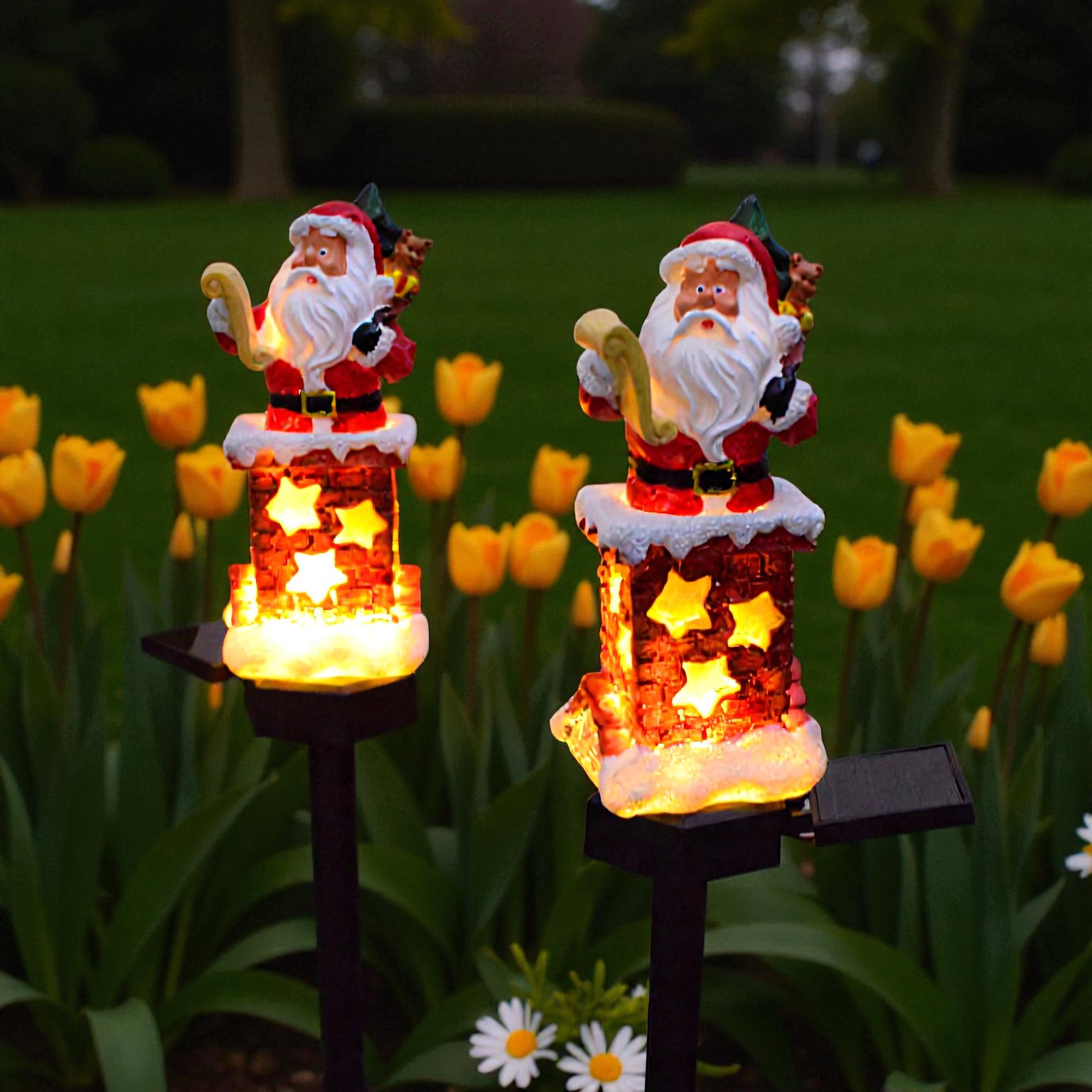 Solarbetriebene Santa-Kamin-LED für festliche Beleuchtung von Garten und Terrasse