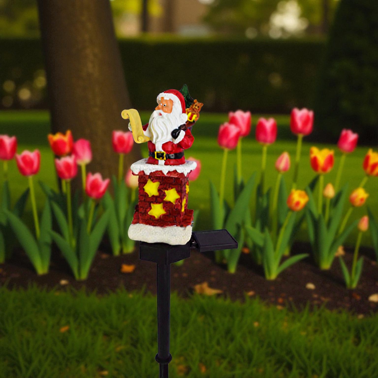Solarbetriebene Santa-Kamin-LED für festliche Beleuchtung von Garten und Terrasse
