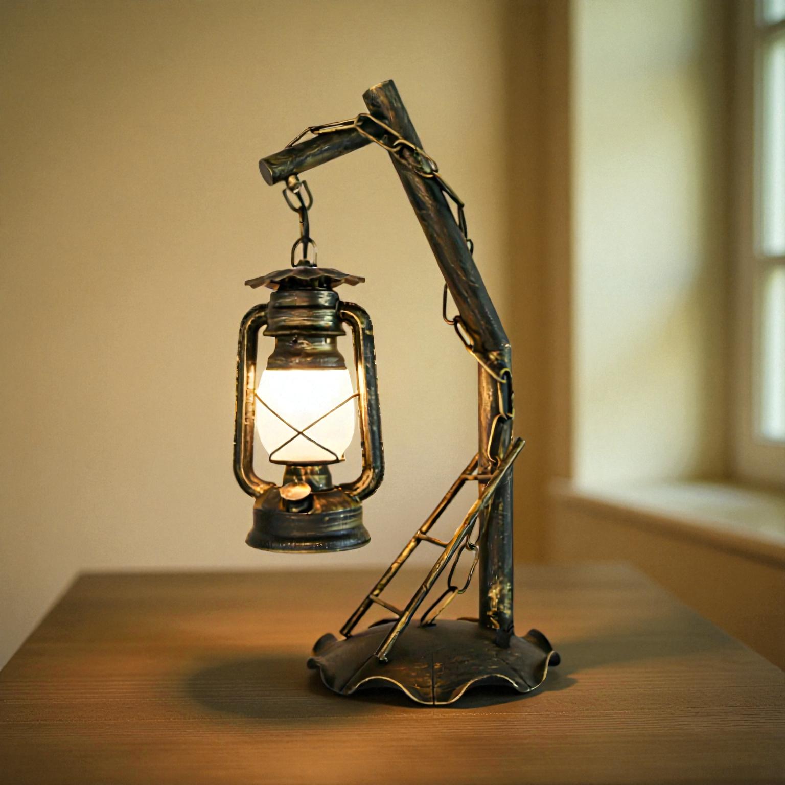 Nestor - Industrielle Tischlampe mit Opalglasschirm