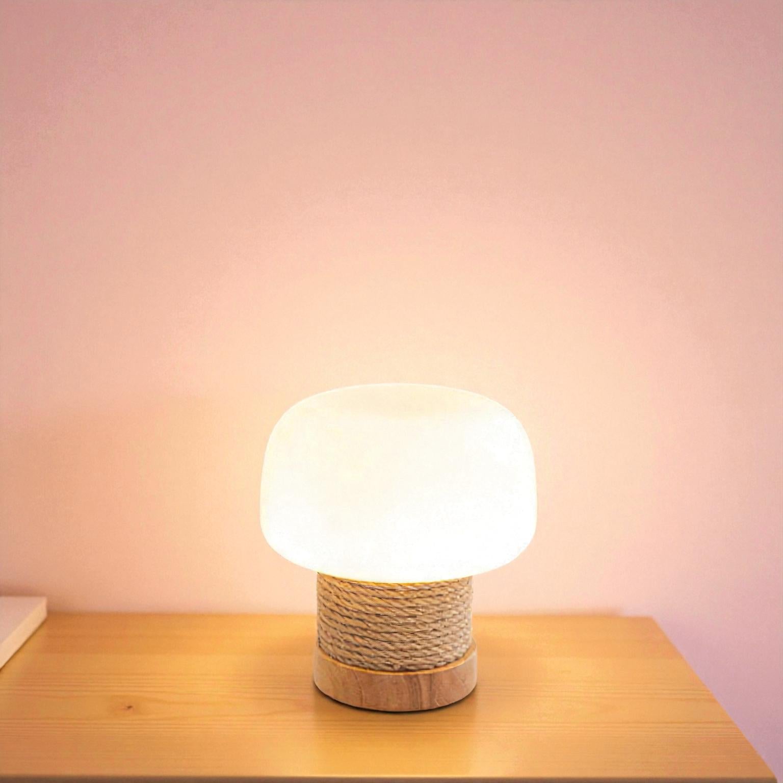Japanische Eichen-Pilz-Tischlampe für sanftes, stilvolles und naturinspiriertes Licht