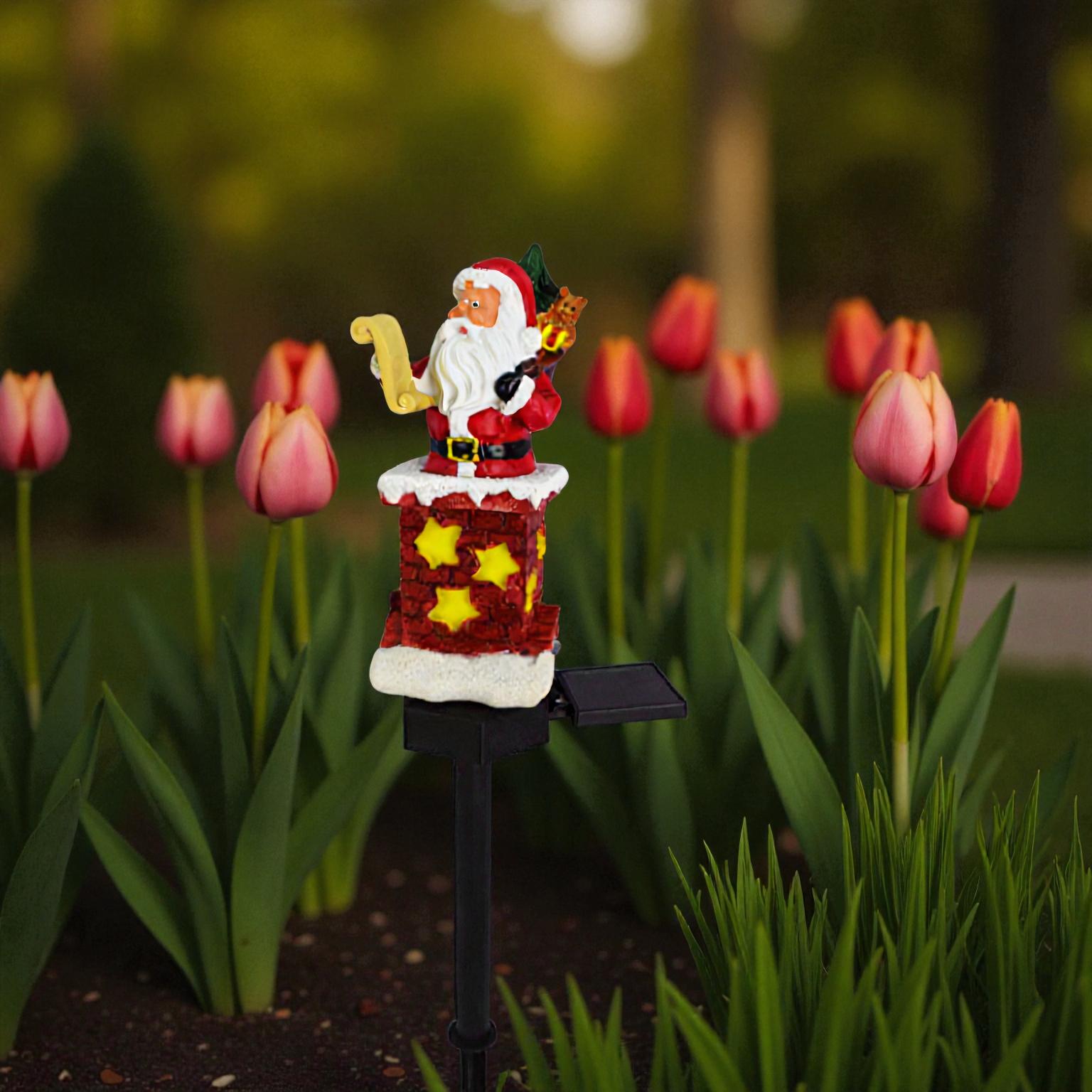 Solarbetriebene Santa-Kamin-LED für festliche Beleuchtung von Garten und Terrasse