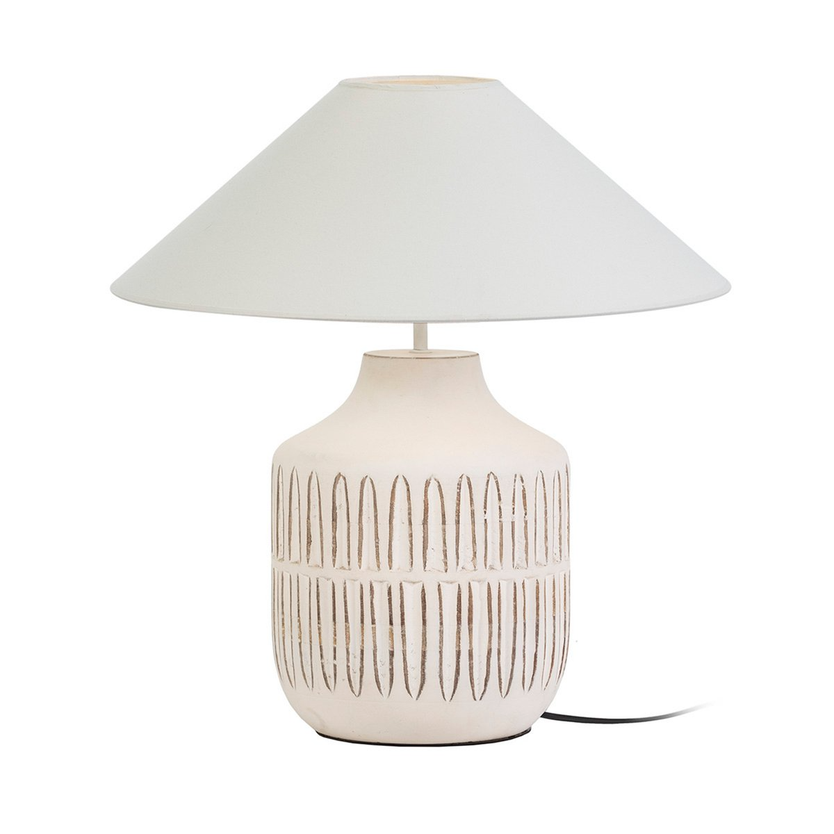 Alexandra - Thai - Tischleuchte aus Mangoholz, 42 cm, weiß