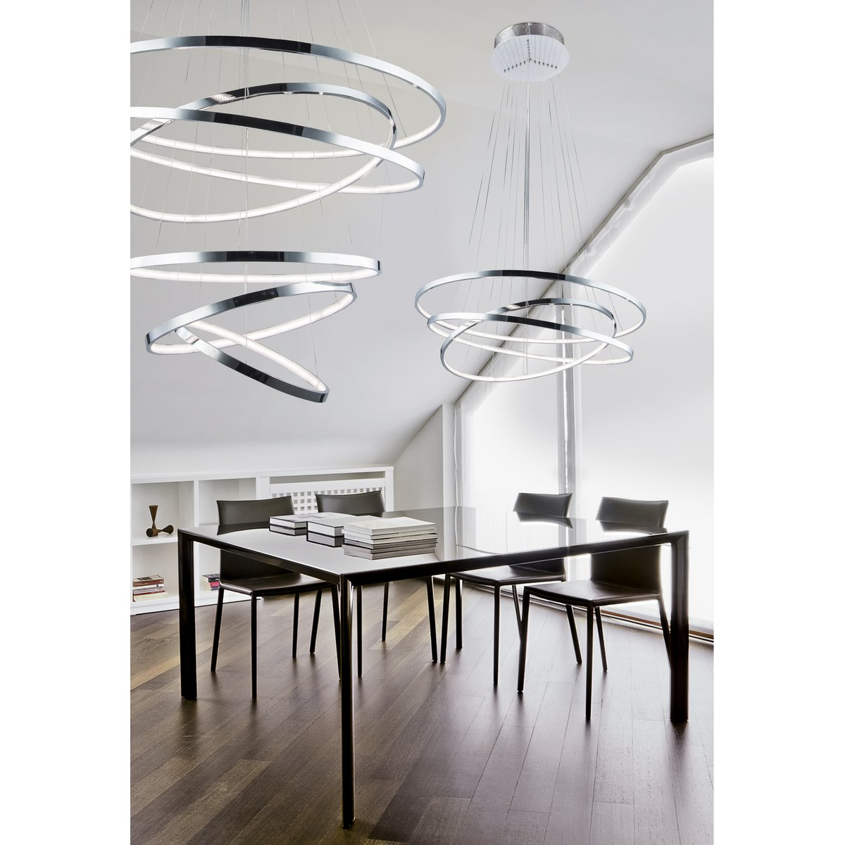 Azzardo - LED-Pendelleuchte Rad 6 Long, dimmbar, Chrom/Weiß