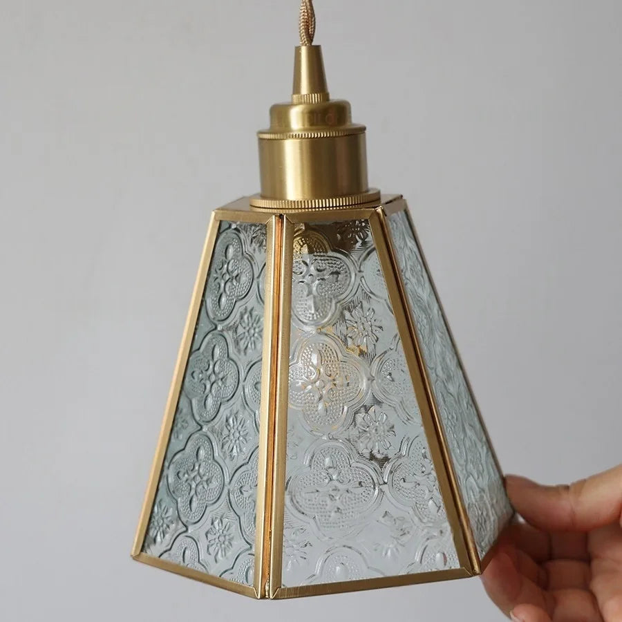 Murio - Tiffany-Glas-Wandleuchte mit Kupferakzenten