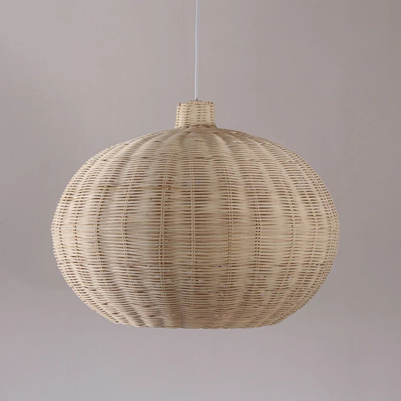 Handgeflochtene - Rattan-Pendelleuchte in Boho-Beige