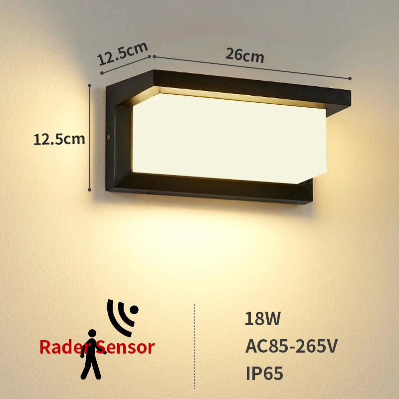 Natura - IP65 LED-Außenwandleuchte mit Radarsensor