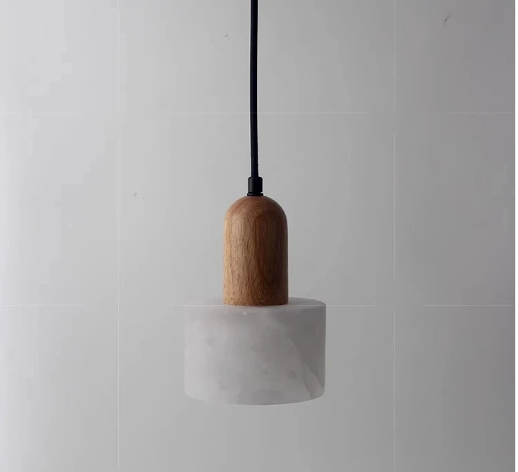 Marmor - Pendelleuchte E27 aus weißem Jade-Stein mit LED