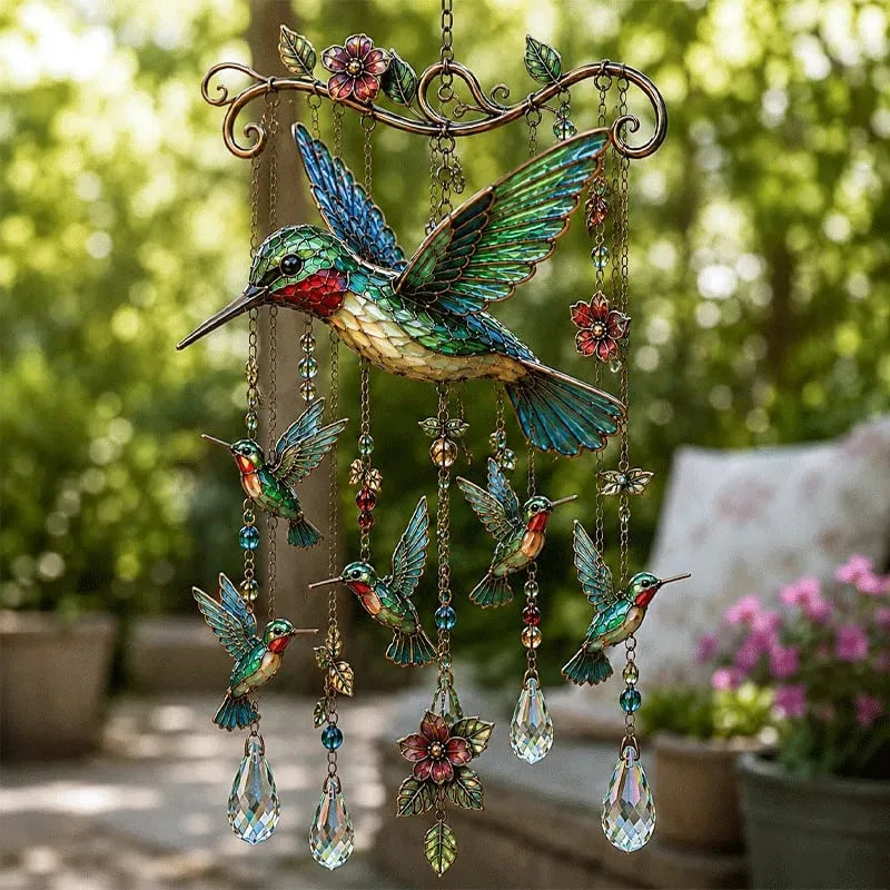 Sunfeather – Sonnenfänger und Windspiel mit Vogelmotiven und Kristalldetails