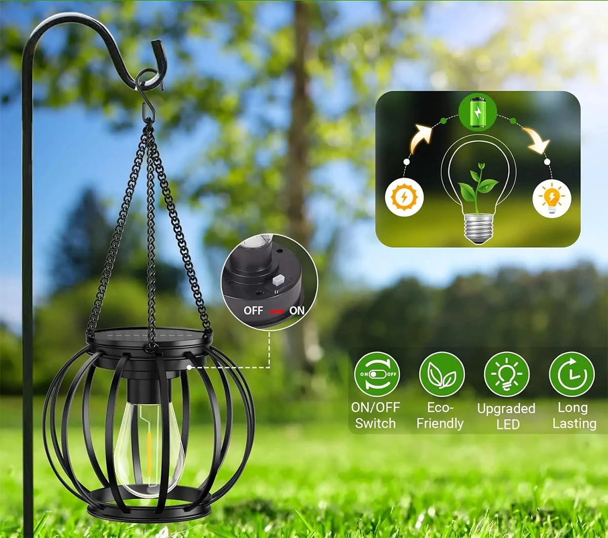 Solara - Vintage Solar-LED-Laterne aus Eisen, Schutzart IP65