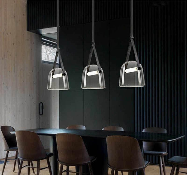 Claria - Elegante Pendelleuchte mit Glas und Tragegurt