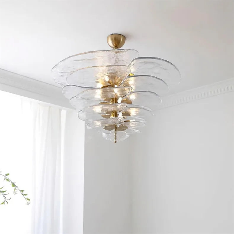 Claria - Lotusblatt-Kronleuchter aus Glas