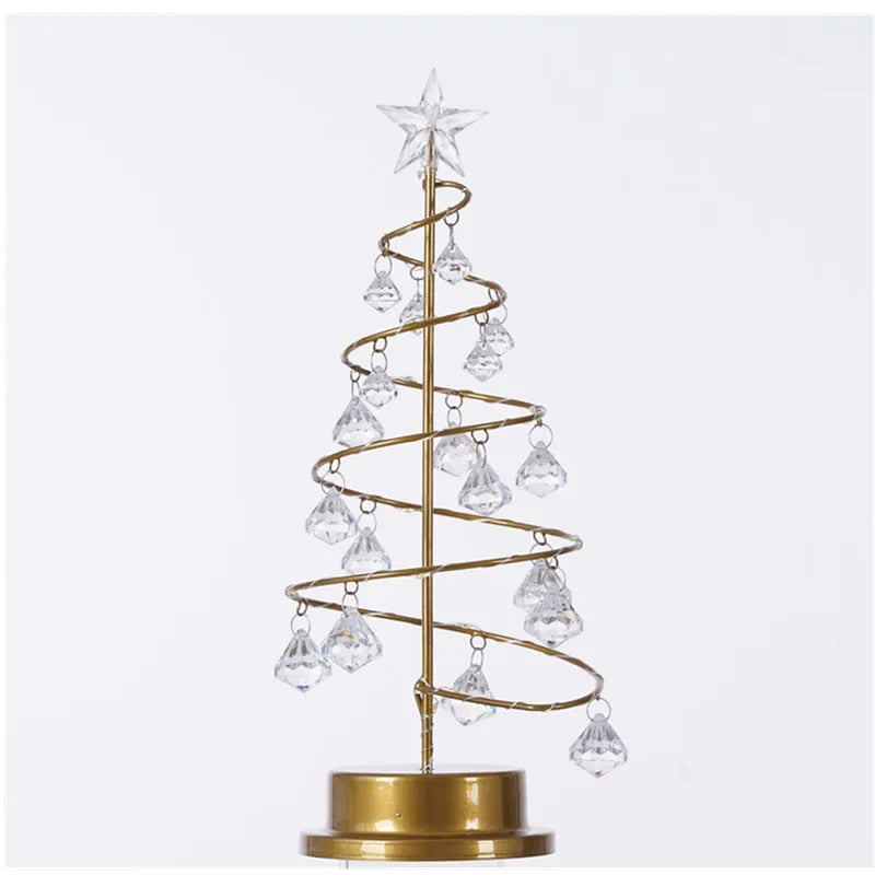 Quelix - LED-Weihnachtsbaum-Tischleuchte mit Kristallmotiv