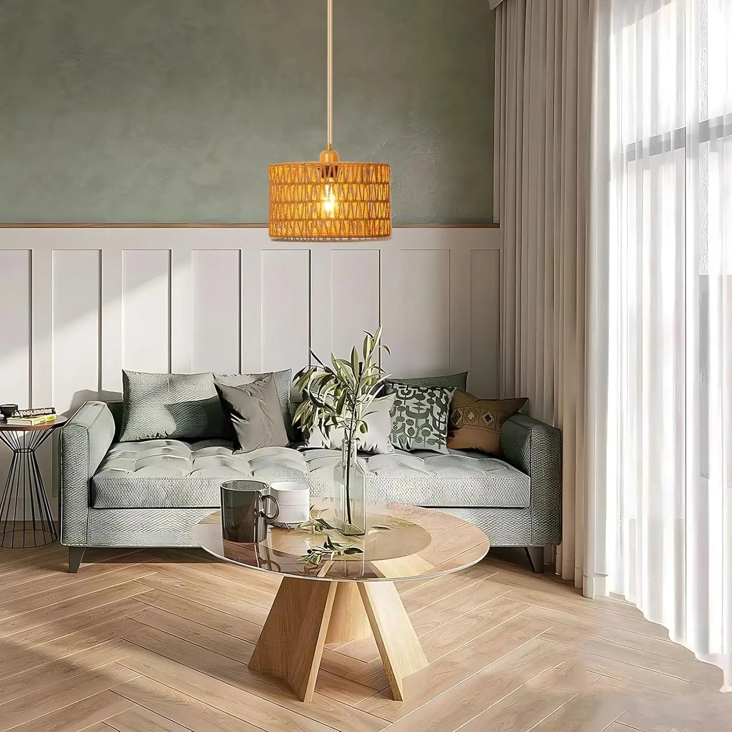 Handgeflochtene - Rattan-Pendelleuchte E26