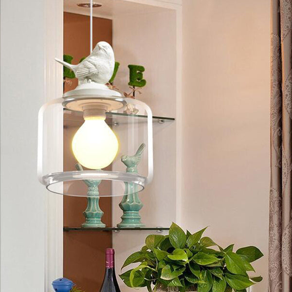 Solara - Vogel-Pendelleuchte aus Glas und Stein
