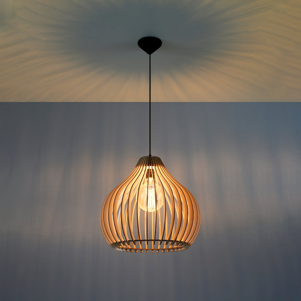 Halona - Pendelleuchte aus Holz, 40 cm Durchmesser
