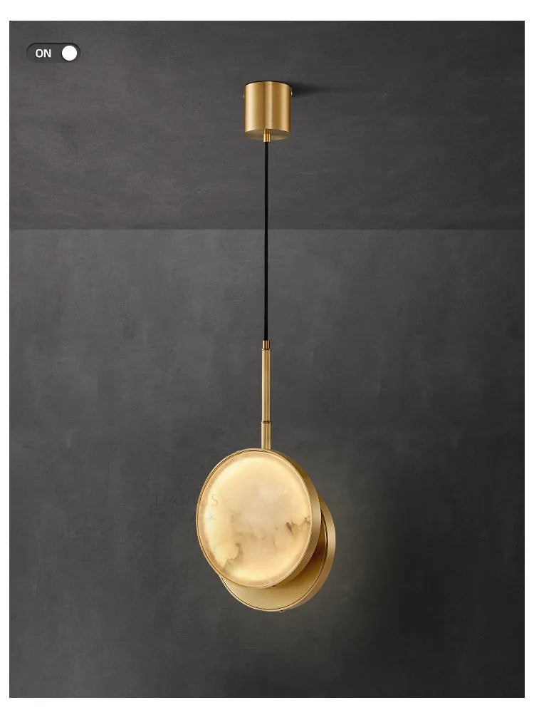 Luzana - Runde Marmor-Wandleuchte mit Kupferfinish in Gold
