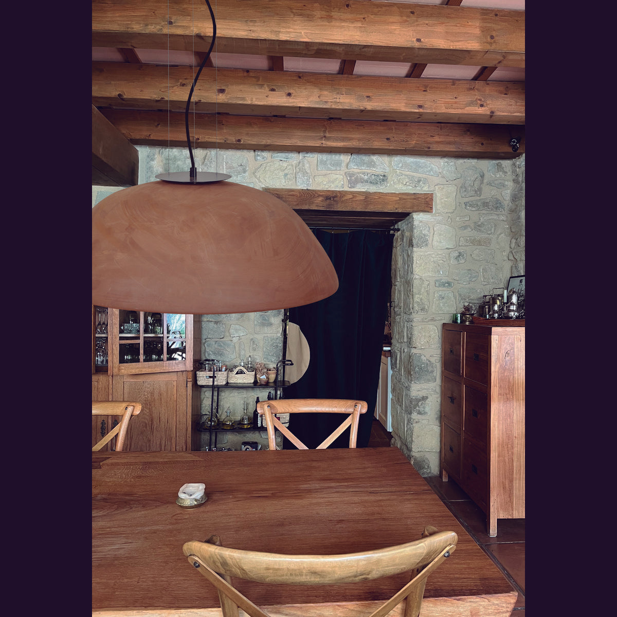 Luxcambra - Keramik-Pendelleuchte, 50 cm, Terrakotta-Optik