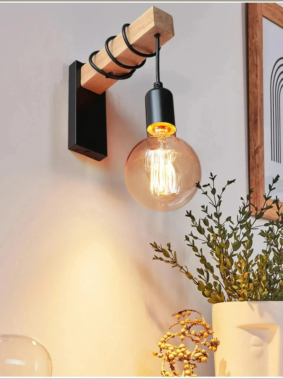 Flanca - Vintage-Wandleuchte aus Holz und Eisen mit
